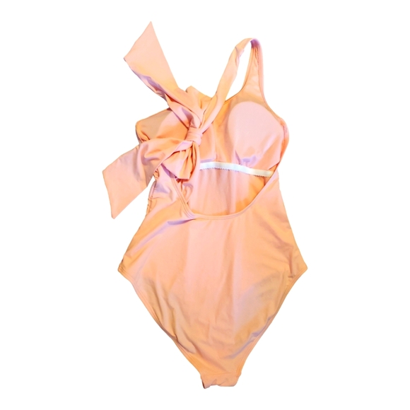 Cremieux Rose Pink Asymmetrical One Shoulder Bow Mallot One Piece Swimsuit Med - Picture 5 of 6